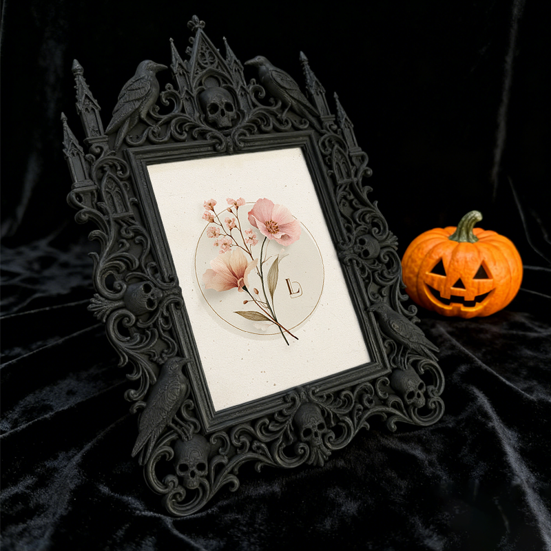 Gothic Dark-style Photo Frame | Dark Art Studio Gallery Wall Decor, Photo Ornament, Wall-mountable & Tabletop, Waterproof Plastic Frame