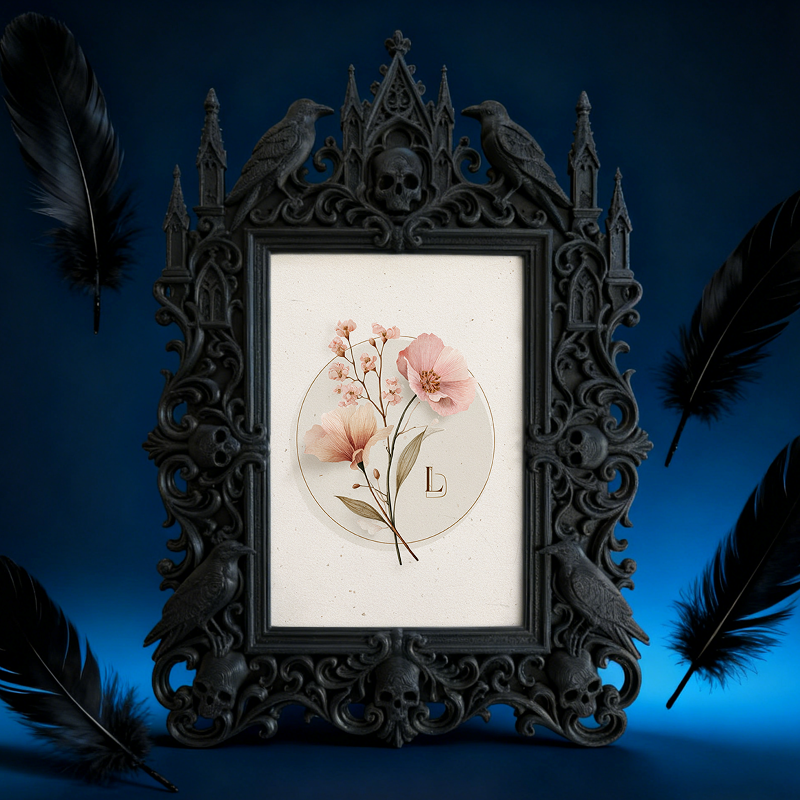 Gothic Dark-style Photo Frame | Dark Art Studio Gallery Wall Decor, Photo Ornament, Wall-mountable & Tabletop, Waterproof Plastic Frame