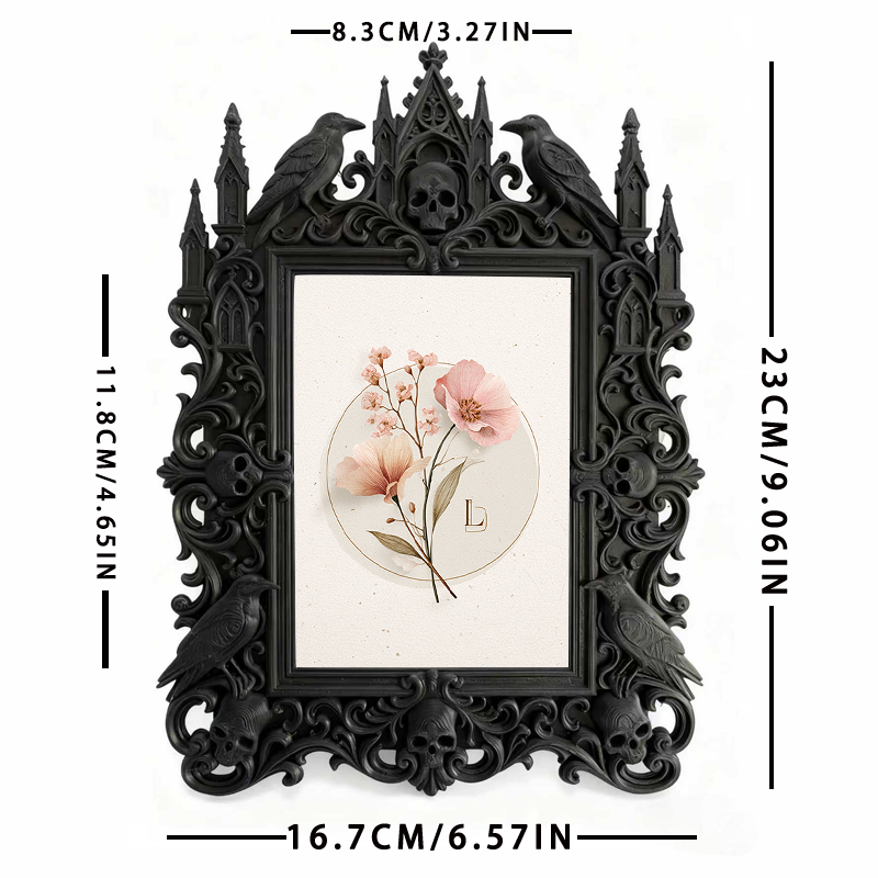 Gothic Dark-style Photo Frame | Dark Art Studio Gallery Wall Decor, Photo Ornament, Wall-mountable & Tabletop, Waterproof Plastic Frame