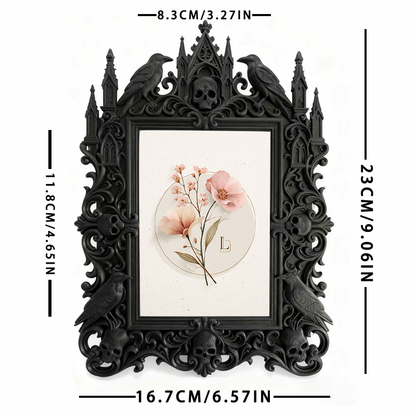 Gothic Dark-style Photo Frame | Dark Art Studio Gallery Wall Decor, Photo Ornament, Wall-mountable & Tabletop, Waterproof Plastic Frame