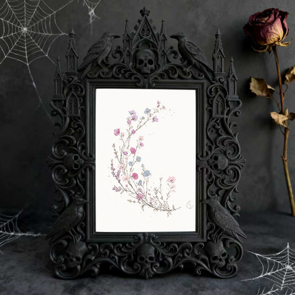 Gothic Dark-style Photo Frame | Gothic Pet Memorial Shrine Decor, Photo Ornament, Wall-mountable & Tabletop, Waterproof Plastic Frame