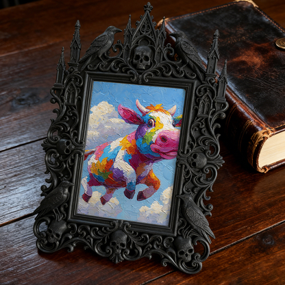 Gothic Dark-style Photo Frame | Retro Horror Magazine Cover Display Decor, Photo Ornament, Wall-mountable & Tabletop, Waterproof Plastic Fra