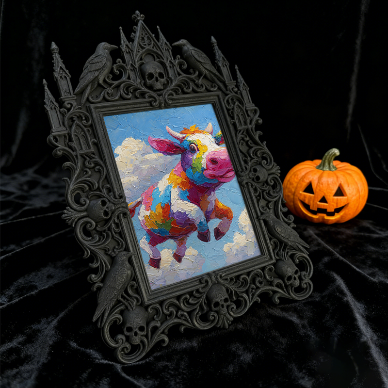 Gothic Dark-style Photo Frame | Retro Horror Magazine Cover Display Decor, Photo Ornament, Wall-mountable & Tabletop, Waterproof Plastic Fra