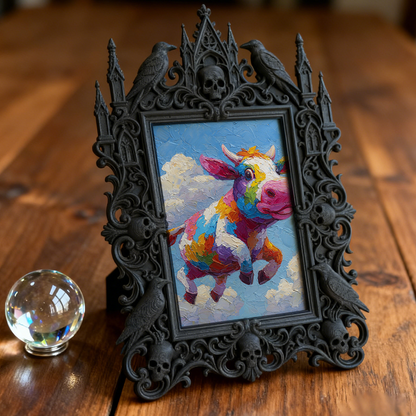 Gothic Dark-style Photo Frame | Retro Horror Magazine Cover Display Decor, Photo Ornament, Wall-mountable & Tabletop, Waterproof Plastic Fra