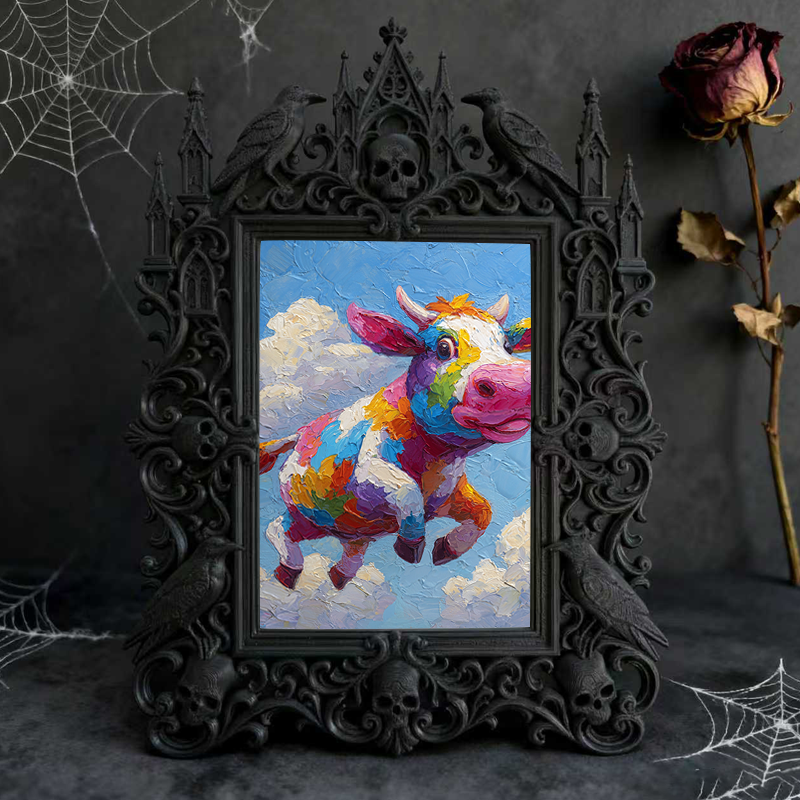 Gothic Dark-style Photo Frame | Retro Horror Magazine Cover Display Decor, Photo Ornament, Wall-mountable & Tabletop, Waterproof Plastic Fra