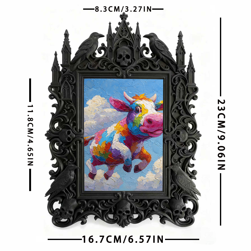 Gothic Dark-style Photo Frame | Retro Horror Magazine Cover Display Decor, Photo Ornament, Wall-mountable & Tabletop, Waterproof Plastic Fra