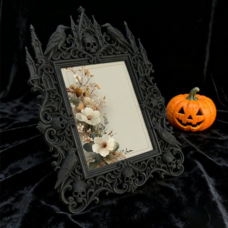 Gothic Dark-style Photo Frame | Gothic Themed Airbnb Bedroom Decor, Photo Ornament, Wall-mountable & Tabletop, Waterproof Plastic Frame