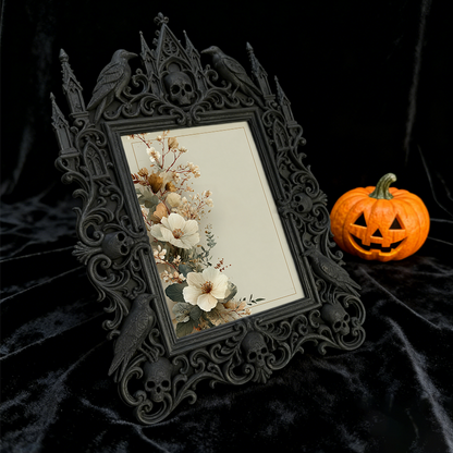 Gothic Dark-style Photo Frame | Gothic Themed Airbnb Bedroom Decor, Photo Ornament, Wall-mountable & Tabletop, Waterproof Plastic Frame