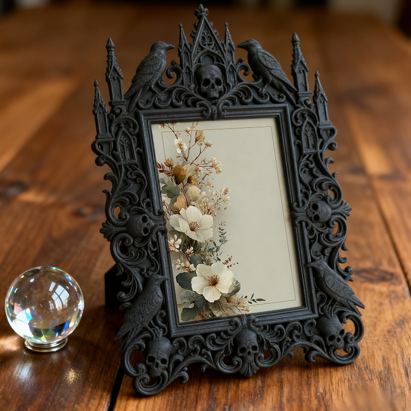 Gothic Dark-style Photo Frame | Gothic Themed Airbnb Bedroom Decor, Photo Ornament, Wall-mountable & Tabletop, Waterproof Plastic Frame