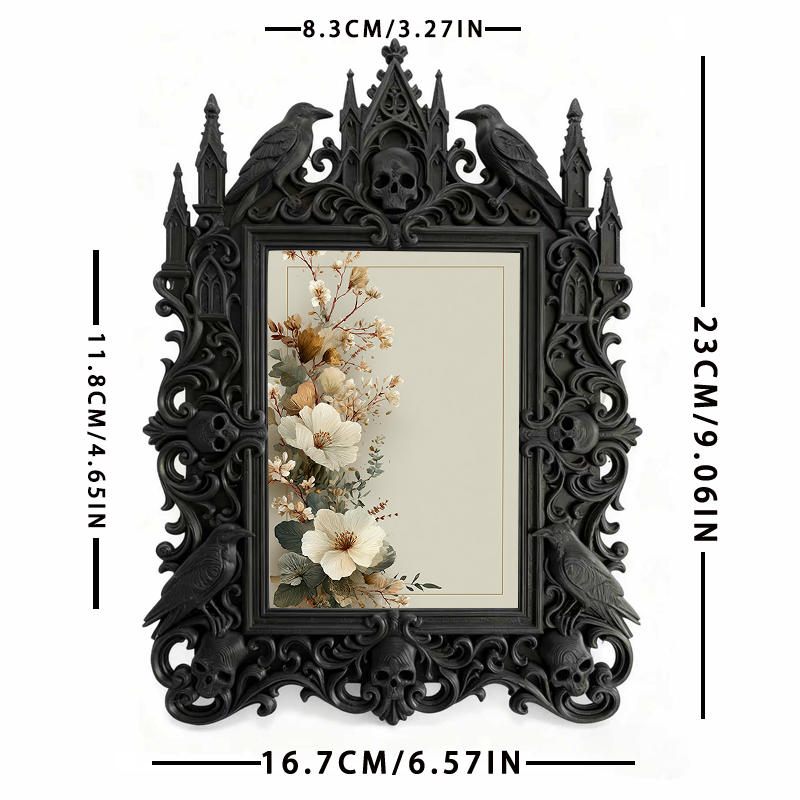 Gothic Dark-style Photo Frame | Gothic Themed Airbnb Bedroom Decor, Photo Ornament, Wall-mountable & Tabletop, Waterproof Plastic Frame