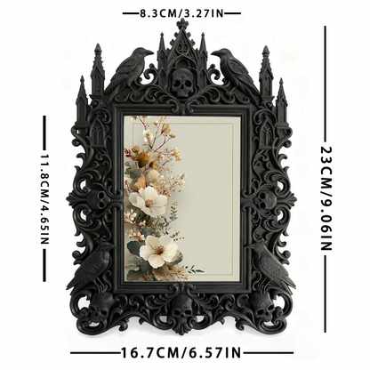 Gothic Dark-style Photo Frame | Gothic Themed Airbnb Bedroom Decor, Photo Ornament, Wall-mountable & Tabletop, Waterproof Plastic Frame