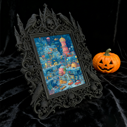 Gothic Dark-style Photo Frame | Handmade Leather Gothic Accessory Shop Decor, Photo Ornament, Wall-mountable & Tabletop, Waterproof Plastic 