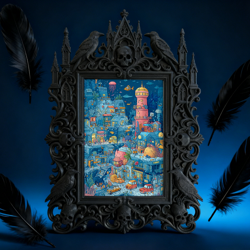 Gothic Dark-style Photo Frame | Handmade Leather Gothic Accessory Shop Decor, Photo Ornament, Wall-mountable & Tabletop, Waterproof Plastic 