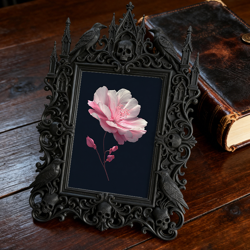 Gothic Dark-style Photo Frame | Dark Academia Student Dorm Door Decor, Photo Ornament, Wall-mountable & Tabletop, Waterproof Plastic Frame