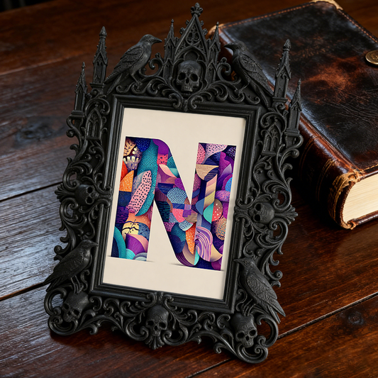 Gothic Dark-style Photo Frame | Gothic Tattoo Studio Waiting Area Decor, Photo Ornament, Wall-mountable & Tabletop, Waterproof Plastic Frame
