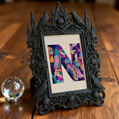 Gothic Dark-style Photo Frame | Gothic Tattoo Studio Waiting Area Decor, Photo Ornament, Wall-mountable & Tabletop, Waterproof Plastic Frame