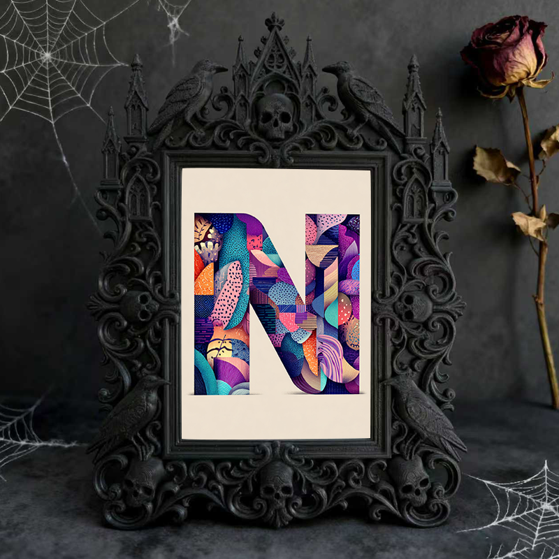 Gothic Dark-style Photo Frame | Gothic Tattoo Studio Waiting Area Decor, Photo Ornament, Wall-mountable & Tabletop, Waterproof Plastic Frame