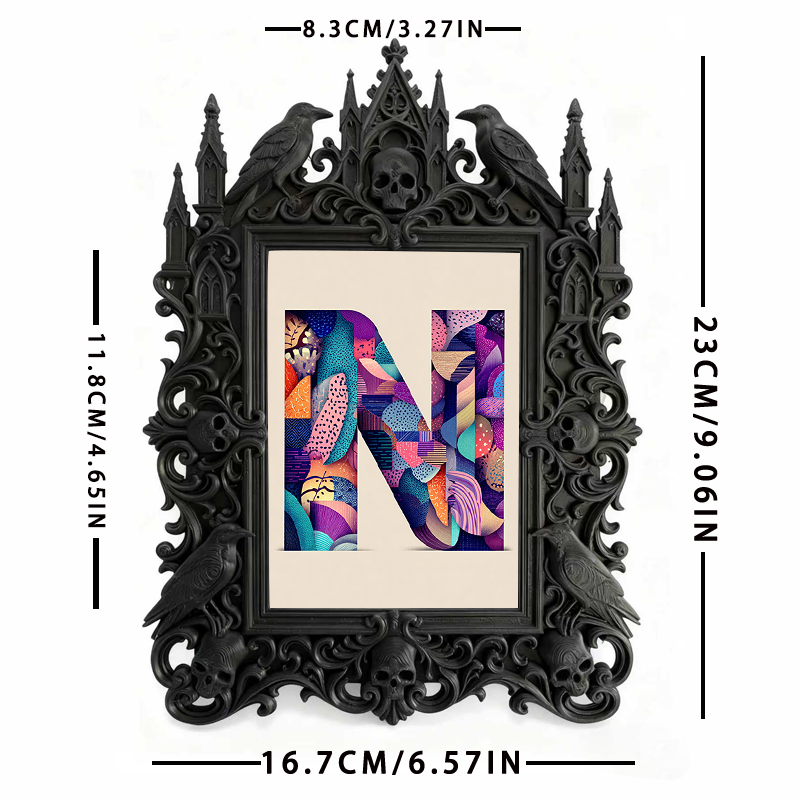 Gothic Dark-style Photo Frame | Gothic Tattoo Studio Waiting Area Decor, Photo Ornament, Wall-mountable & Tabletop, Waterproof Plastic Frame