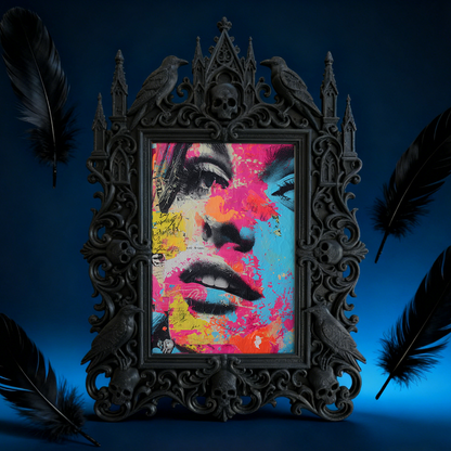 Gothic Dark-style Photo Frame | Horror Book Club Meeting Table Decor, Photo Ornament, Wall-mountable & Tabletop, Waterproof Plastic Frame