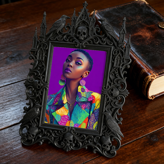 Gothic Dark-style Photo Frame | Gothic Themed Pop-up Bar Wall Decor, Photo Ornament, Wall-mountable & Tabletop, Waterproof Plastic Frame