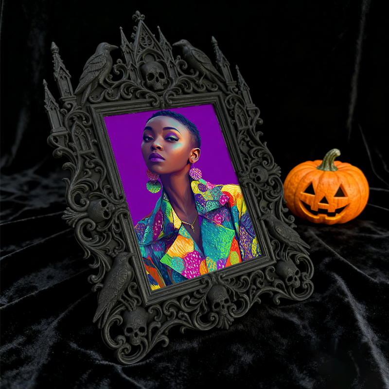 Gothic Dark-style Photo Frame | Gothic Themed Pop-up Bar Wall Decor, Photo Ornament, Wall-mountable & Tabletop, Waterproof Plastic Frame
