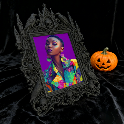 Gothic Dark-style Photo Frame | Gothic Themed Pop-up Bar Wall Decor, Photo Ornament, Wall-mountable & Tabletop, Waterproof Plastic Frame