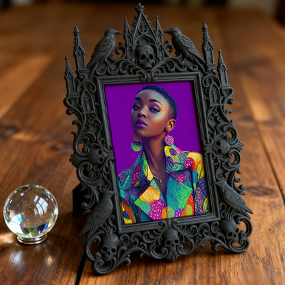 Gothic Dark-style Photo Frame | Gothic Themed Pop-up Bar Wall Decor, Photo Ornament, Wall-mountable & Tabletop, Waterproof Plastic Frame