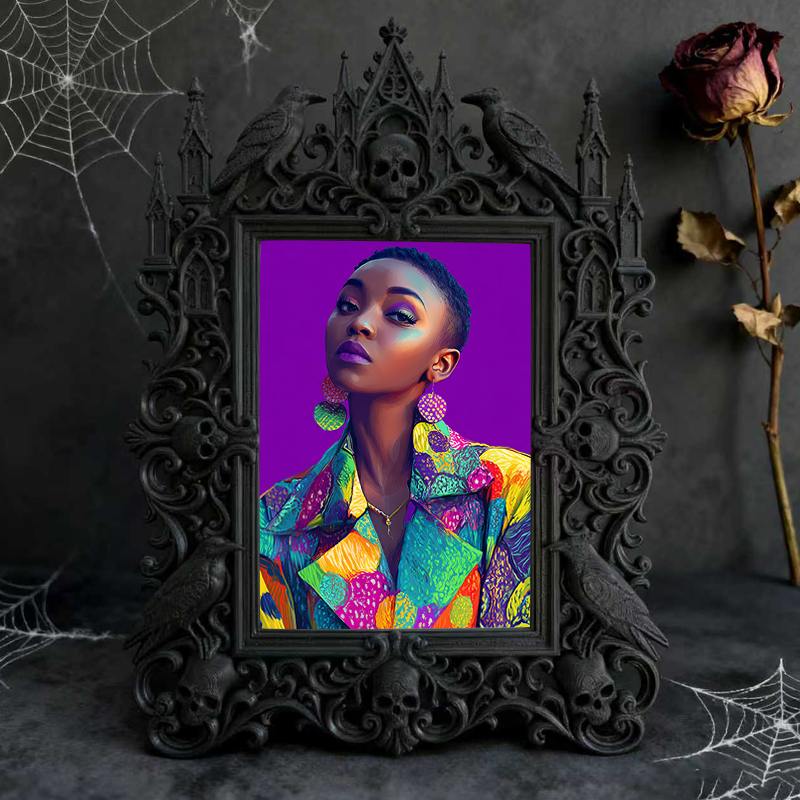 Gothic Dark-style Photo Frame | Gothic Themed Pop-up Bar Wall Decor, Photo Ornament, Wall-mountable & Tabletop, Waterproof Plastic Frame