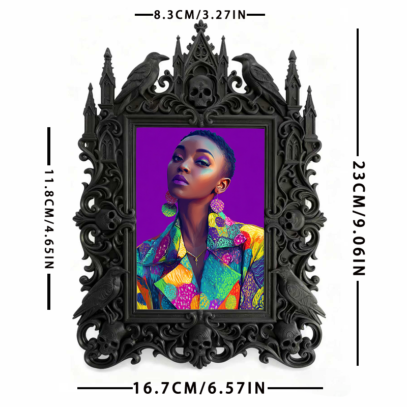 Gothic Dark-style Photo Frame | Gothic Themed Pop-up Bar Wall Decor, Photo Ornament, Wall-mountable & Tabletop, Waterproof Plastic Frame
