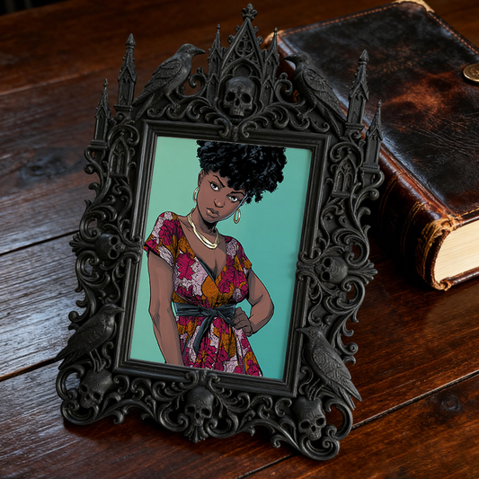 Gothic Dark-style Photo Frame | Haunted Mansion Themed Party Wall Decor, Photo Ornament, Wall-mountable & Tabletop, Waterproof Plastic Frame