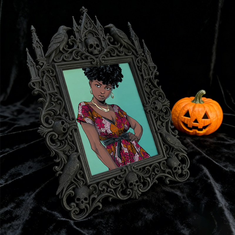 Gothic Dark-style Photo Frame | Haunted Mansion Themed Party Wall Decor, Photo Ornament, Wall-mountable & Tabletop, Waterproof Plastic Frame