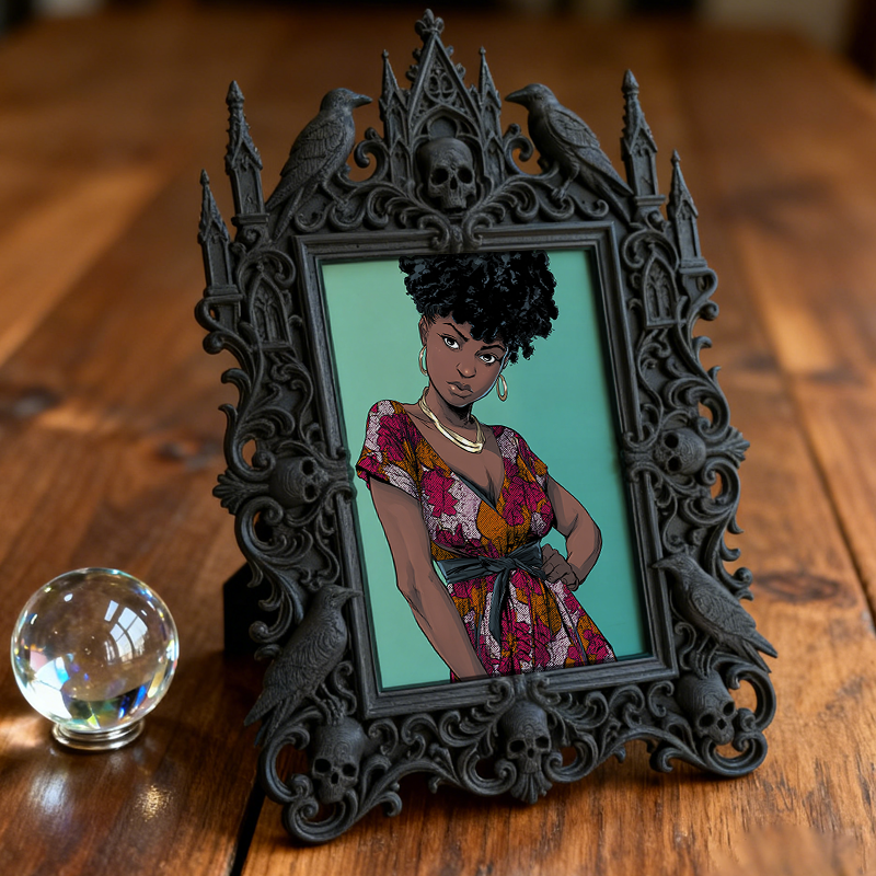 Gothic Dark-style Photo Frame | Haunted Mansion Themed Party Wall Decor, Photo Ornament, Wall-mountable & Tabletop, Waterproof Plastic Frame