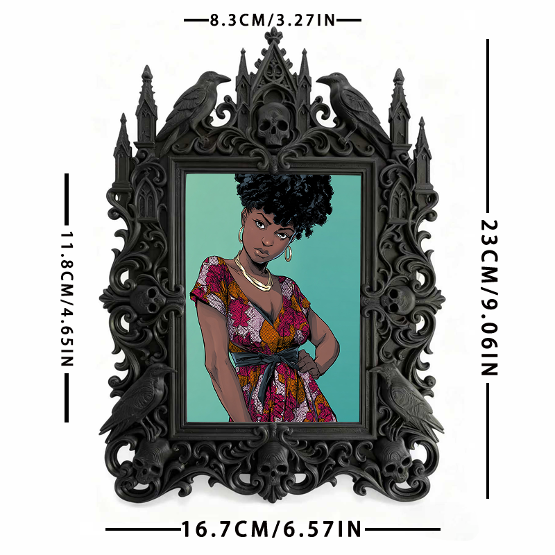 Gothic Dark-style Photo Frame | Haunted Mansion Themed Party Wall Decor, Photo Ornament, Wall-mountable & Tabletop, Waterproof Plastic Frame