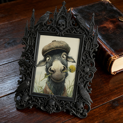 Gothic Dark-style Photo Frame | Gothic Nail Salon Client Art Display, Photo Ornament, Wall-mountable & Tabletop, Waterproof Plastic Frame