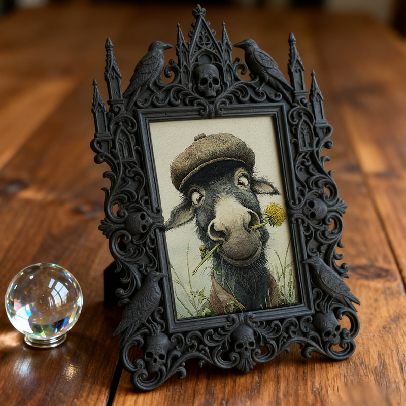 Gothic Dark-style Photo Frame | Gothic Nail Salon Client Art Display, Photo Ornament, Wall-mountable & Tabletop, Waterproof Plastic Frame