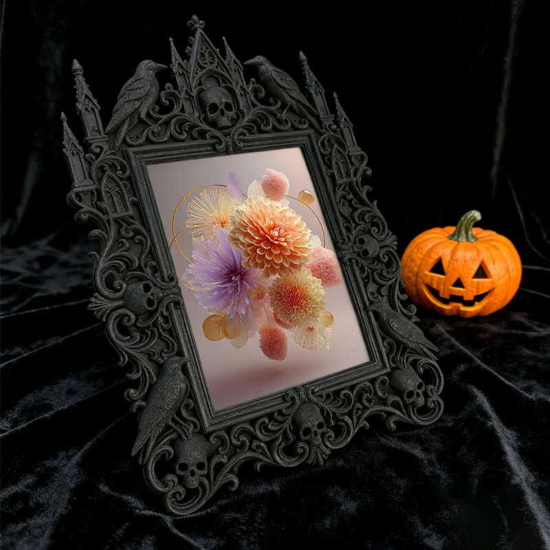 Gothic Dark-style Photo Frame | Dark Academia Dorm Reading Nook Decor, Photo Ornament, Wall-mountable & Tabletop, Waterproof Plastic Frame