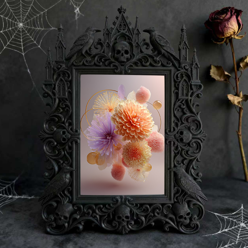 Gothic Dark-style Photo Frame | Dark Academia Dorm Reading Nook Decor, Photo Ornament, Wall-mountable & Tabletop, Waterproof Plastic Frame