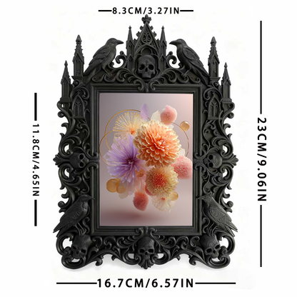 Gothic Dark-style Photo Frame | Dark Academia Dorm Reading Nook Decor, Photo Ornament, Wall-mountable & Tabletop, Waterproof Plastic Frame