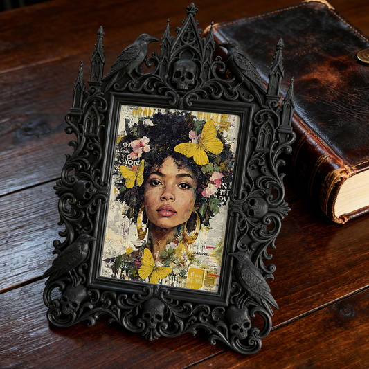 Gothic Dark-style Photo Frame | Paranormal Podcast Studio Backdrop Decor, Photo Ornament, Wall-mountable & Tabletop, Waterproof Plastic Fram