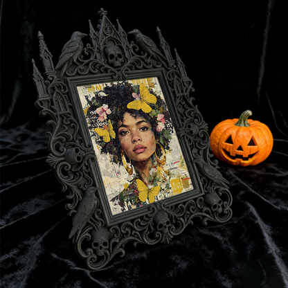 Gothic Dark-style Photo Frame | Paranormal Podcast Studio Backdrop Decor, Photo Ornament, Wall-mountable & Tabletop, Waterproof Plastic Fram