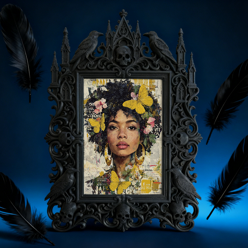 Gothic Dark-style Photo Frame | Paranormal Podcast Studio Backdrop Decor, Photo Ornament, Wall-mountable & Tabletop, Waterproof Plastic Fram