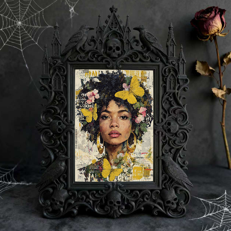 Gothic Dark-style Photo Frame | Paranormal Podcast Studio Backdrop Decor, Photo Ornament, Wall-mountable & Tabletop, Waterproof Plastic Fram