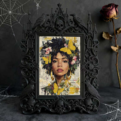 Gothic Dark-style Photo Frame | Paranormal Podcast Studio Backdrop Decor, Photo Ornament, Wall-mountable & Tabletop, Waterproof Plastic Fram