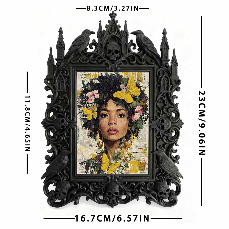 Gothic Dark-style Photo Frame | Paranormal Podcast Studio Backdrop Decor, Photo Ornament, Wall-mountable & Tabletop, Waterproof Plastic Fram