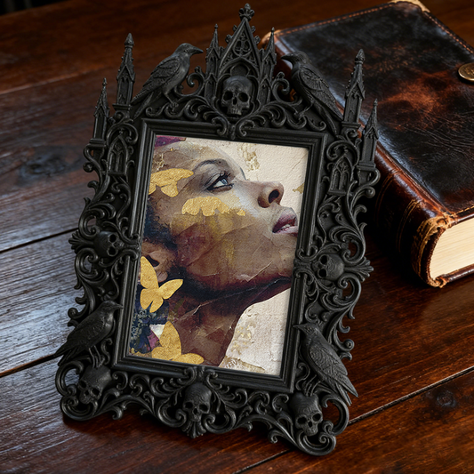 Gothic Dark-style Photo Frame | Vintage Horror Comic Store Shelf Decor, Photo Ornament, Wall-mountable & Tabletop, Waterproof Plastic Frame