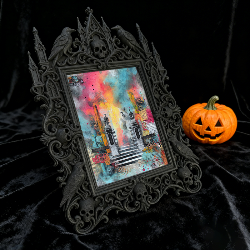 Gothic Dark-style Photo Frame | Steampunk Cosplay Photoshoot Prop Decor, Photo Ornament, Wall-mountable & Tabletop, Waterproof Plastic Frame