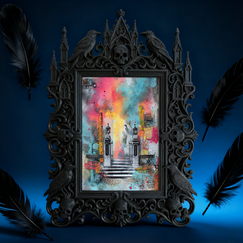 Gothic Dark-style Photo Frame | Steampunk Cosplay Photoshoot Prop Decor, Photo Ornament, Wall-mountable & Tabletop, Waterproof Plastic Frame