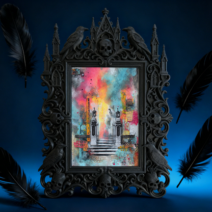 Gothic Dark-style Photo Frame | Steampunk Cosplay Photoshoot Prop Decor, Photo Ornament, Wall-mountable & Tabletop, Waterproof Plastic Frame