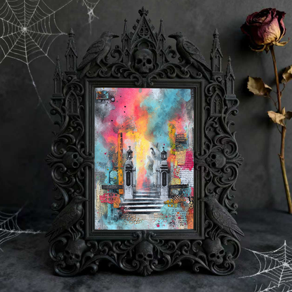 Gothic Dark-style Photo Frame | Steampunk Cosplay Photoshoot Prop Decor, Photo Ornament, Wall-mountable & Tabletop, Waterproof Plastic Frame