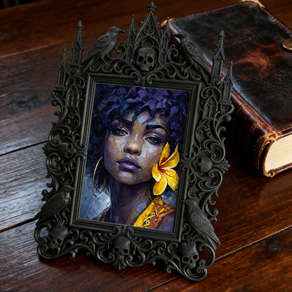 Gothic Dark-style Photo Frame | Witchy Home Apothecary Shelf Decor, Photo Ornament, Wall-mountable & Tabletop, Waterproof Plastic Frame